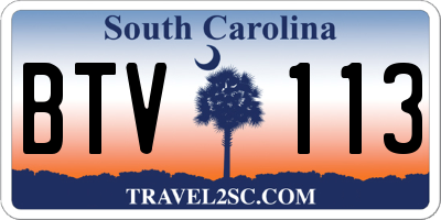 SC license plate BTV113