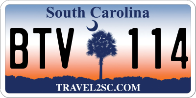 SC license plate BTV114