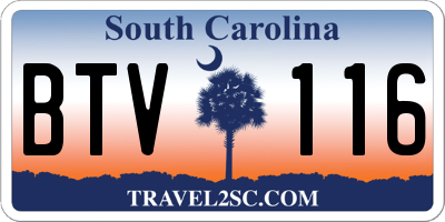 SC license plate BTV116