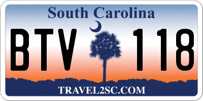 SC license plate BTV118