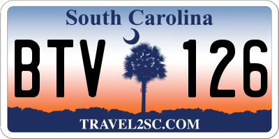 SC license plate BTV126