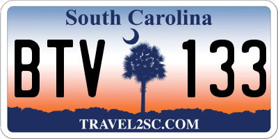 SC license plate BTV133