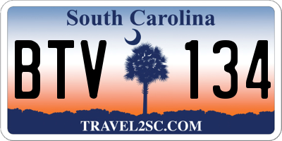 SC license plate BTV134