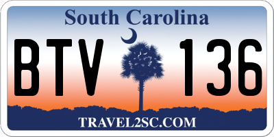 SC license plate BTV136