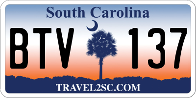 SC license plate BTV137
