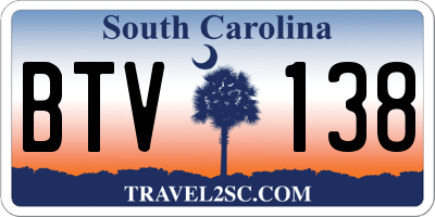 SC license plate BTV138