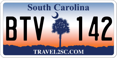 SC license plate BTV142