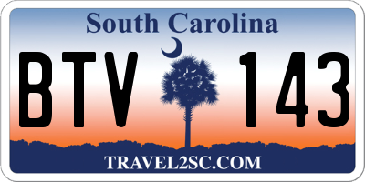SC license plate BTV143