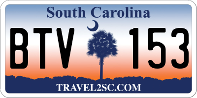 SC license plate BTV153