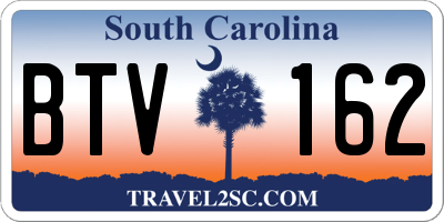 SC license plate BTV162