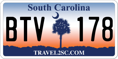 SC license plate BTV178
