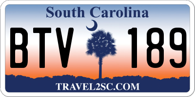 SC license plate BTV189