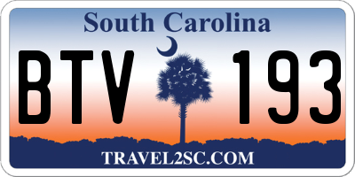 SC license plate BTV193