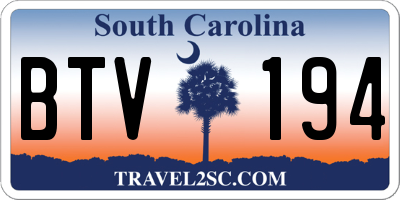 SC license plate BTV194