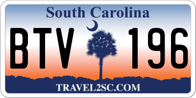 SC license plate BTV196