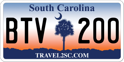 SC license plate BTV200