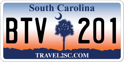 SC license plate BTV201