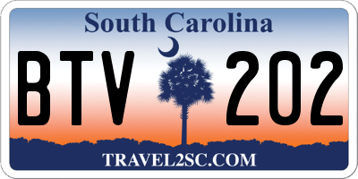 SC license plate BTV202