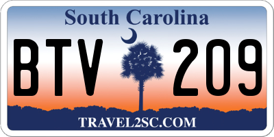 SC license plate BTV209