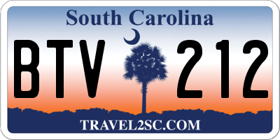 SC license plate BTV212