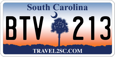 SC license plate BTV213