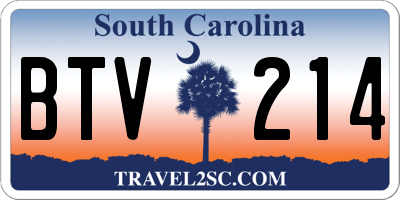 SC license plate BTV214
