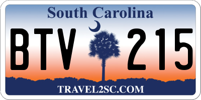 SC license plate BTV215
