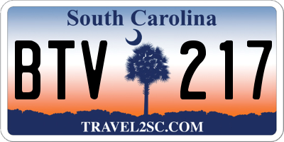 SC license plate BTV217