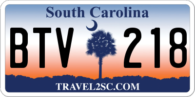 SC license plate BTV218