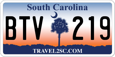 SC license plate BTV219