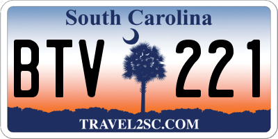 SC license plate BTV221