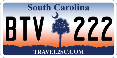 SC license plate BTV222