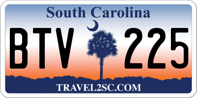 SC license plate BTV225