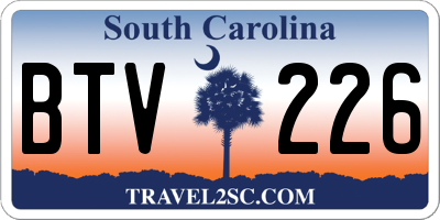 SC license plate BTV226