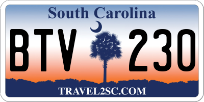 SC license plate BTV230