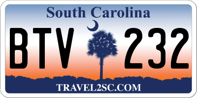 SC license plate BTV232