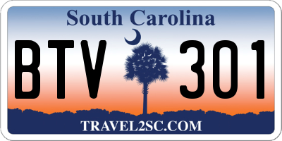 SC license plate BTV301