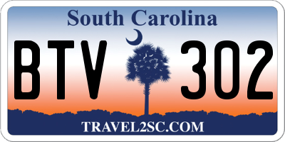 SC license plate BTV302
