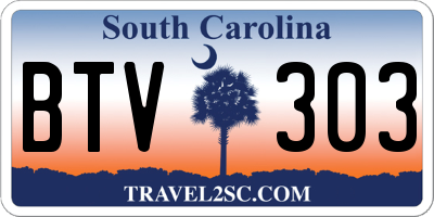 SC license plate BTV303