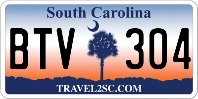 SC license plate BTV304
