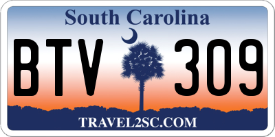 SC license plate BTV309