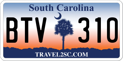 SC license plate BTV310