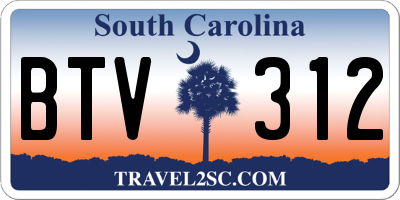 SC license plate BTV312