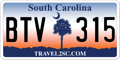 SC license plate BTV315