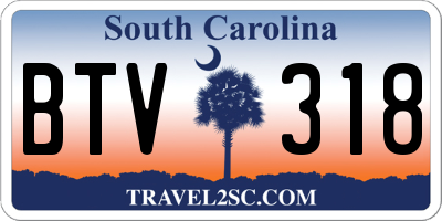 SC license plate BTV318