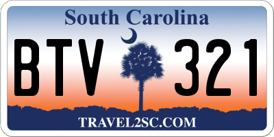 SC license plate BTV321