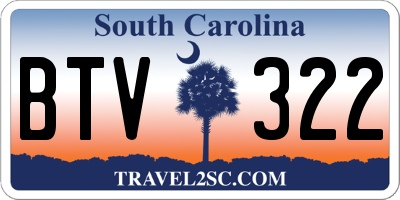 SC license plate BTV322