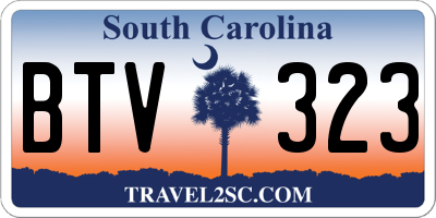 SC license plate BTV323