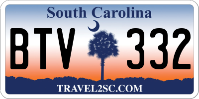 SC license plate BTV332