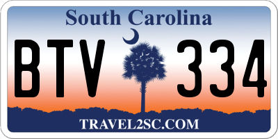 SC license plate BTV334